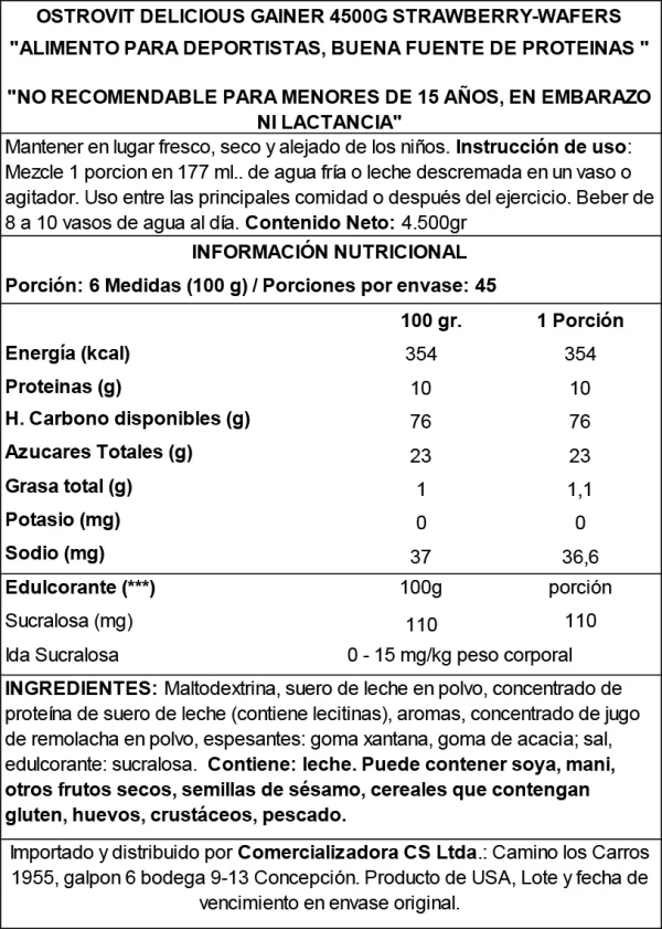 Delicious gainer 4500 gr - Imagen 3